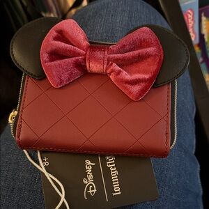 Loungefly Disney Burgundy Wallet with Velvet Bow